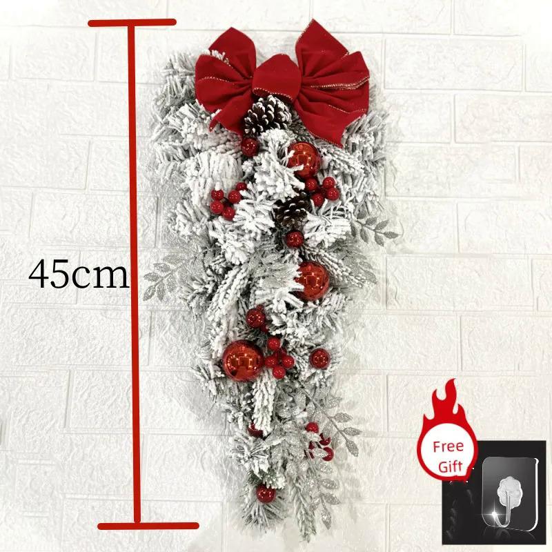 Christmas Wreath Rattan Set Christmas Decoration 2025 Red Bow Wreath For Front Door Xmas Decor Flower Garland Outdoor Home Decor Ornaments christmas 2024 ornament glass cleaner heavy leather apron