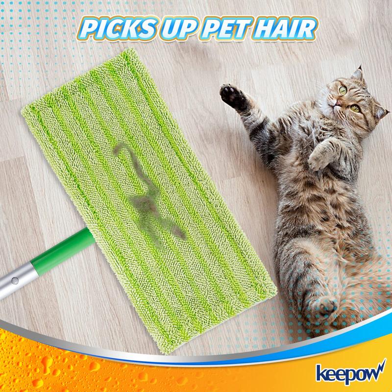 KEEPOW Reusable Wet Pads Compatible with Swiffer Sweeper Mop, Dry Sweeping Cloths, Washable Microfiber Mop Wet Pads Refills for Hard-Surface Hardwood Floor Cleaning, 4-Pack