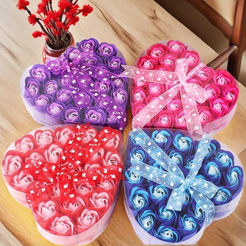 Artificial Rose Heart Shaped Gift Box, 1 Count 24 Roses Romantic Creative Gift Box, Gift Supplies for Wedding Birthday Party