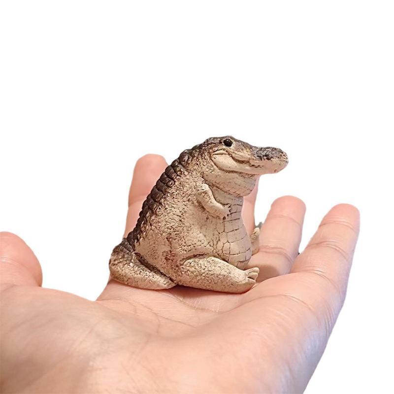 Mini Crocodile Statue Decoration Craft, Cute Tea Pet, Animal Design Miniature Landscape Ornament, Spring Desktop Ornament For Home Decor