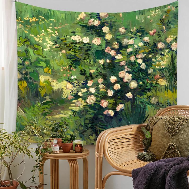 Modern Flower Print Tapestry for Mean Girls Decorations, 1 Count Spring Decor Green Art Landscape Pattern Hanging Tapestry, Wall Hanging Decor for Home Living Room Bedroom, Spring Home Decor Ideas