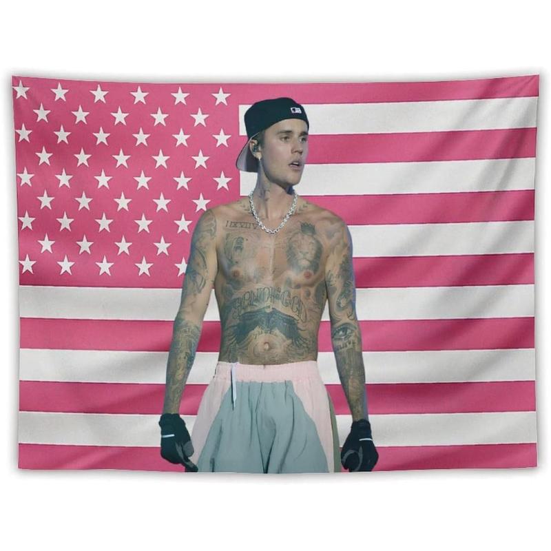 Justin Star Bieber Flag Tapestry Wall Tapestry Poster Suitable for College Dormitory Cave Bedroom Living Room Party Decoration Merch 40