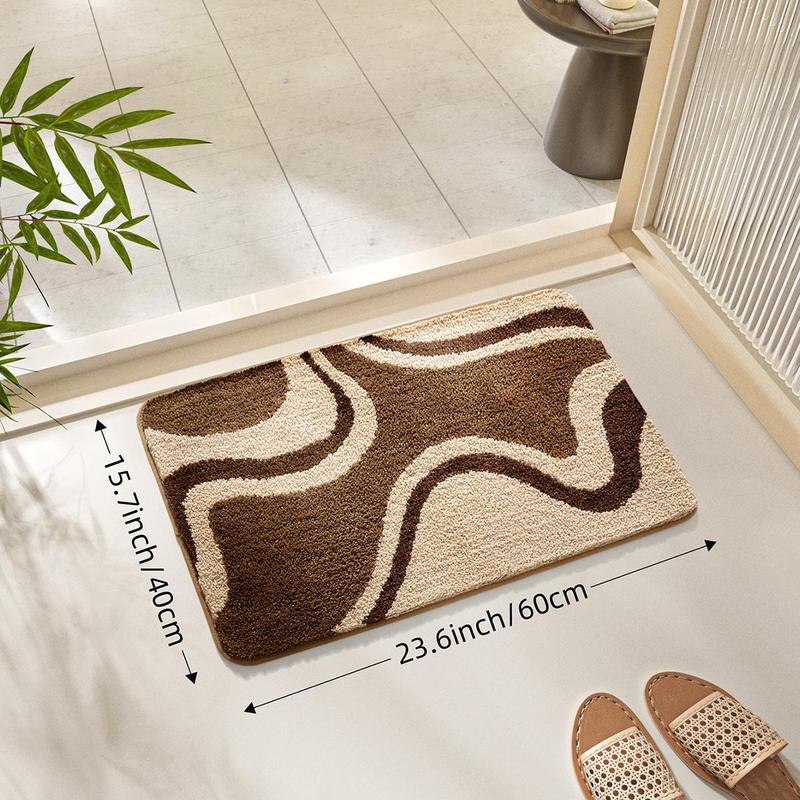 Geometric Pattern Fluffy Bathroom Mat, Non-slip Bathroom Rug, Absorbent Bathroom Floor Carpet, Decorative Area Rug for Bathroom, Bathroom Decor