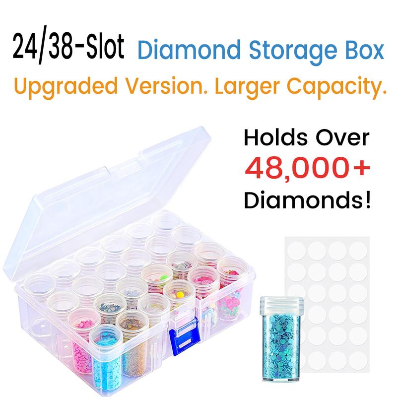 24 38 Slots Diamond Painting Storage Box | Arts and Crafts Accessories | For Beads, Seeds, Rhinestones, Glitter | Perfect For Gifting