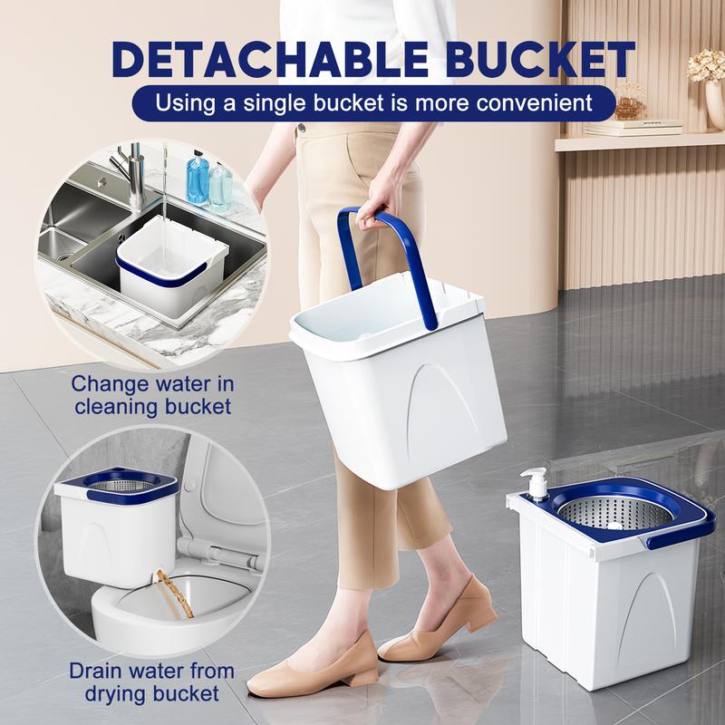 SuperFitu Double Bucket Spin Mop and Bucket System for Clean Water and Sewage Separation - Pet, Cleaning Light wet  mop