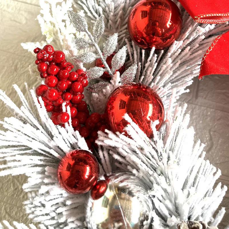 Christmas Wreath Rattan Set Christmas Decoration 2025 Red Bow Wreath For Front Door Xmas Decor Flower Garland Outdoor Home Decor Ornaments christmas 2024 ornament glass cleaner heavy leather apron