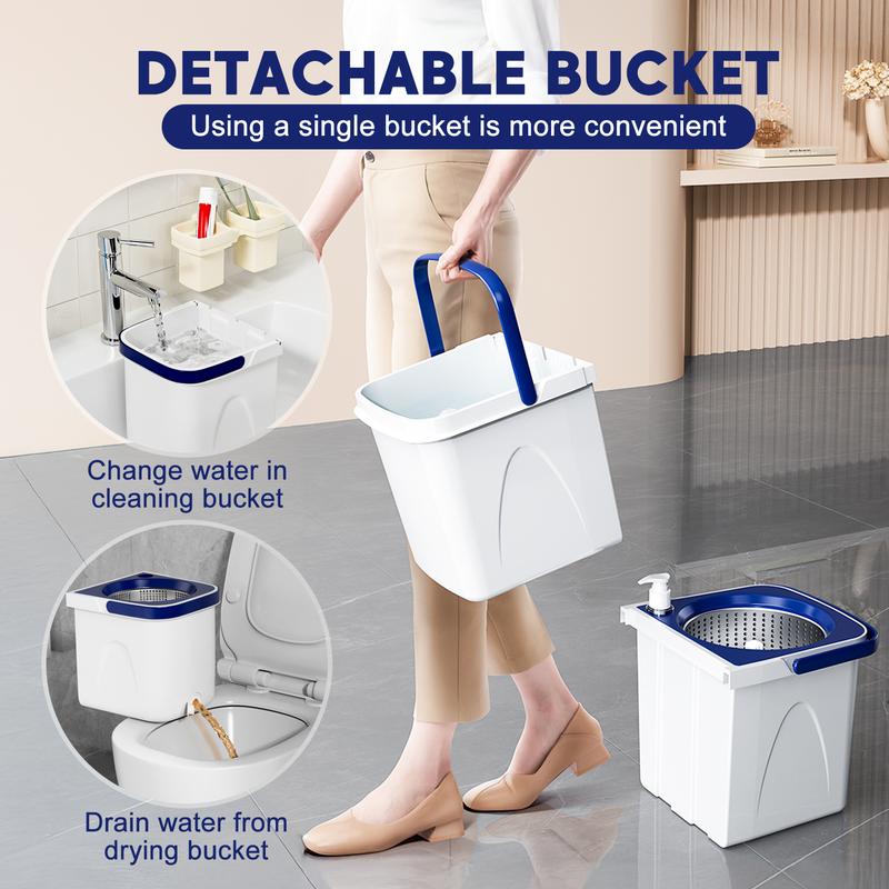 SuperFitu Double Bucket Spin Mop and Bucket System for Clean Water and Sewage Separation - Pet, Cleaning Light wet  mop