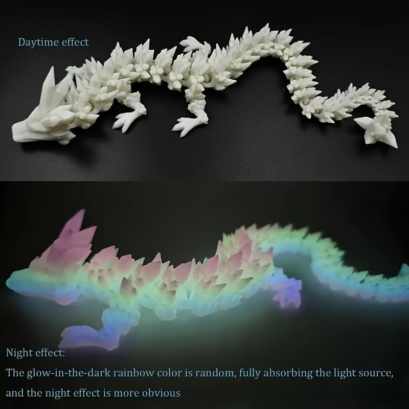 Christmas 3D Printed Luminous Crystal Dragon Statue, Creative Dragon Decoration, Garden Decoration, Home Decor, Office Decoration, Gift for Friend