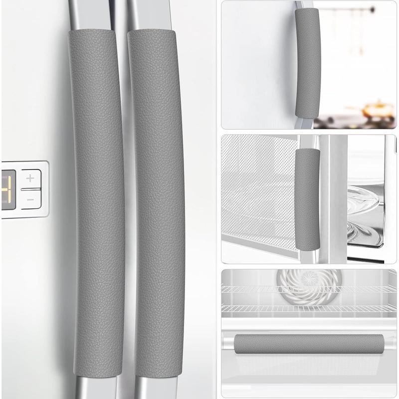 Refrigerator Door Handle Covers, 5PCS, Leather Kitchen Appliance Handle Covers Keep Your Fridge Microwave Oven Stove Dishwasher Clean, Save Your Time, Trimmable and One Size Fits All