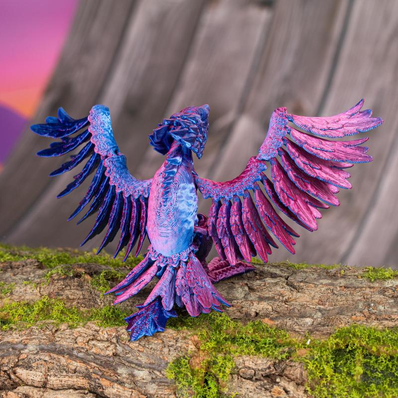 3D Printed Phoenix Design Decoration, 1 Count Lovely Colorful Creative Animal Design Desktop Ornament, Flexible Desktop Decoration for Home Office School Dormitory