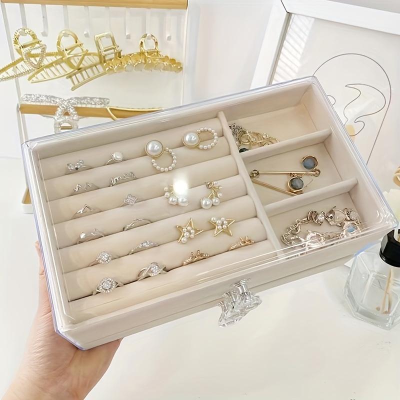 Earring Jewelry Organizer With 3 Drawers, Clear Acrylic Jewelry Box For Women, Jewelry Display Case for Rings, Necklaces, Bracelets - Tabletop Storage Solution