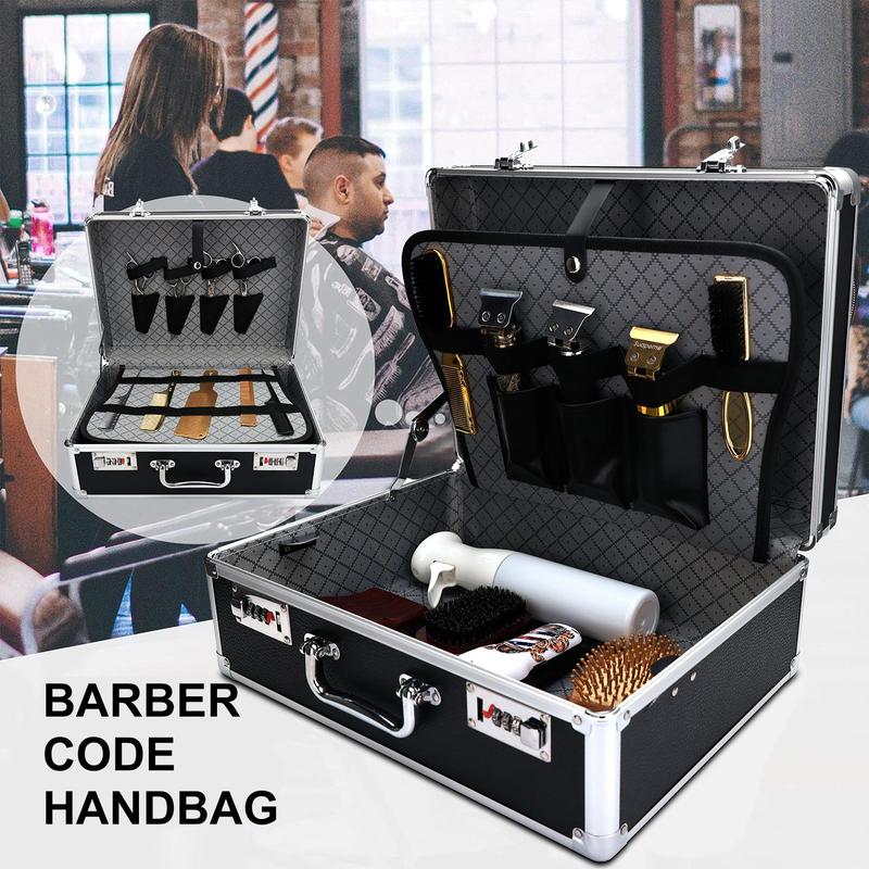 Professional Hair Styling Tool Display Box, Large Capacity Hairdressing Tools Storage Case with Password Lock, Portable Hair Styling Accessories Organizer