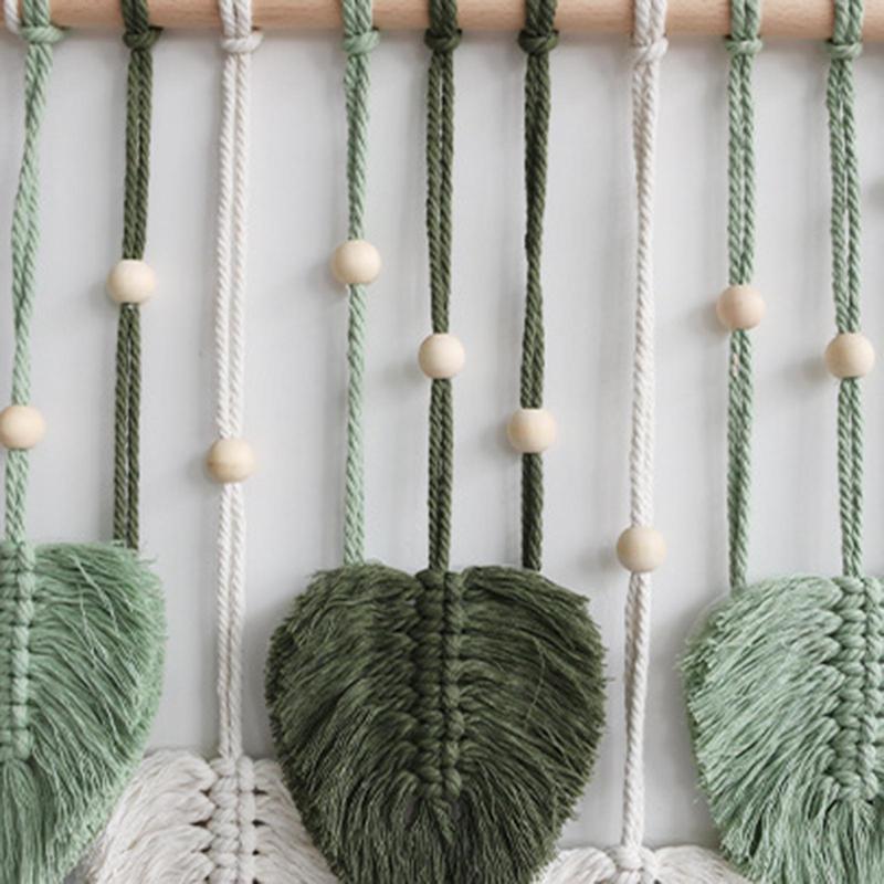 Boho Style Leaf Shaped Wall Hanging Home Decor, Creative Handmade Woven Rope Wall Art, Wall Decor For Living Room & Bedroom, Spring Hanging Decor for Home, Spring Decor 2024