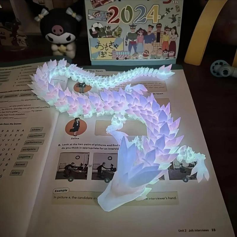 Christmas 3D Printed Luminous Crystal Dragon Statue, Creative Dragon Decoration, Garden Decoration, Home Decor, Office Decoration, Gift for Friend