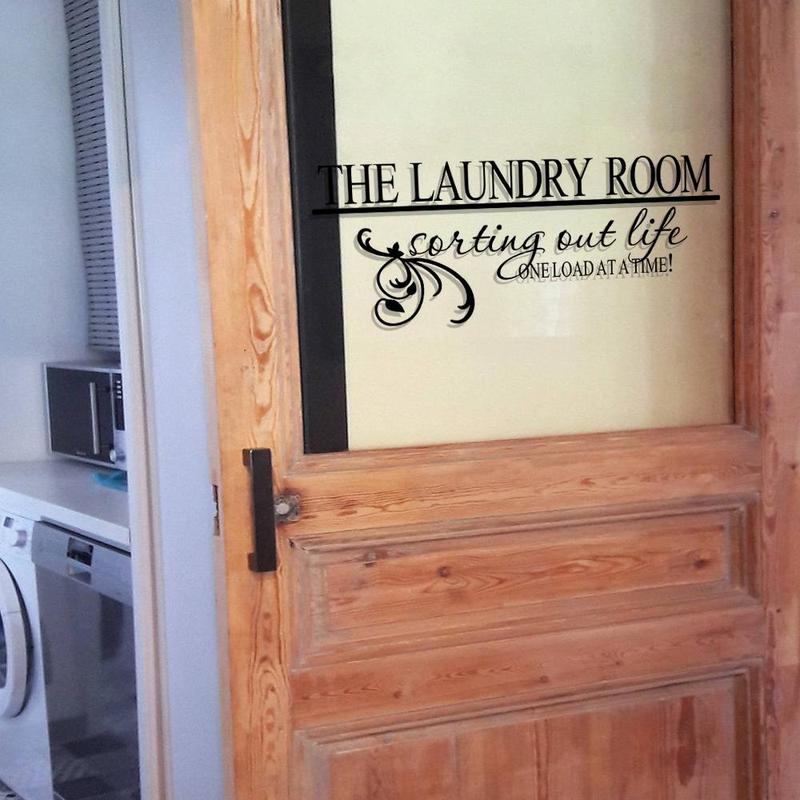 Laundry Room Letter Pattern Wall Sticker, Aesthetic Peel and Stick Laundry Sign Sticker, Wall Decal for Home Laundry Room Hotel Dormitory