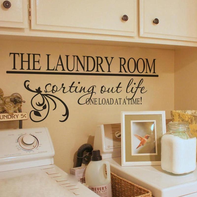 Laundry Room Letter Pattern Wall Sticker, Aesthetic Peel and Stick Laundry Sign Sticker, Wall Decal for Home Laundry Room Hotel Dormitory