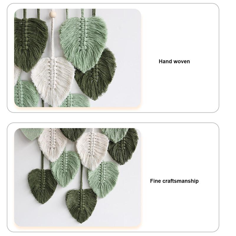 Boho Style Leaf Shaped Wall Hanging Home Decor, Creative Handmade Woven Rope Wall Art, Wall Decor For Living Room & Bedroom, Spring Hanging Decor for Home, Spring Decor 2024