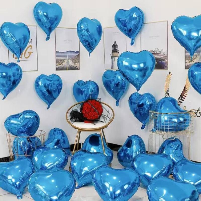 Romantic Heart Shaped Balloon, 50pcs 18 Inch Aluminum Foil Balloon, Party Decoration Balloon, Wedding Birthday Festive Party Supplies