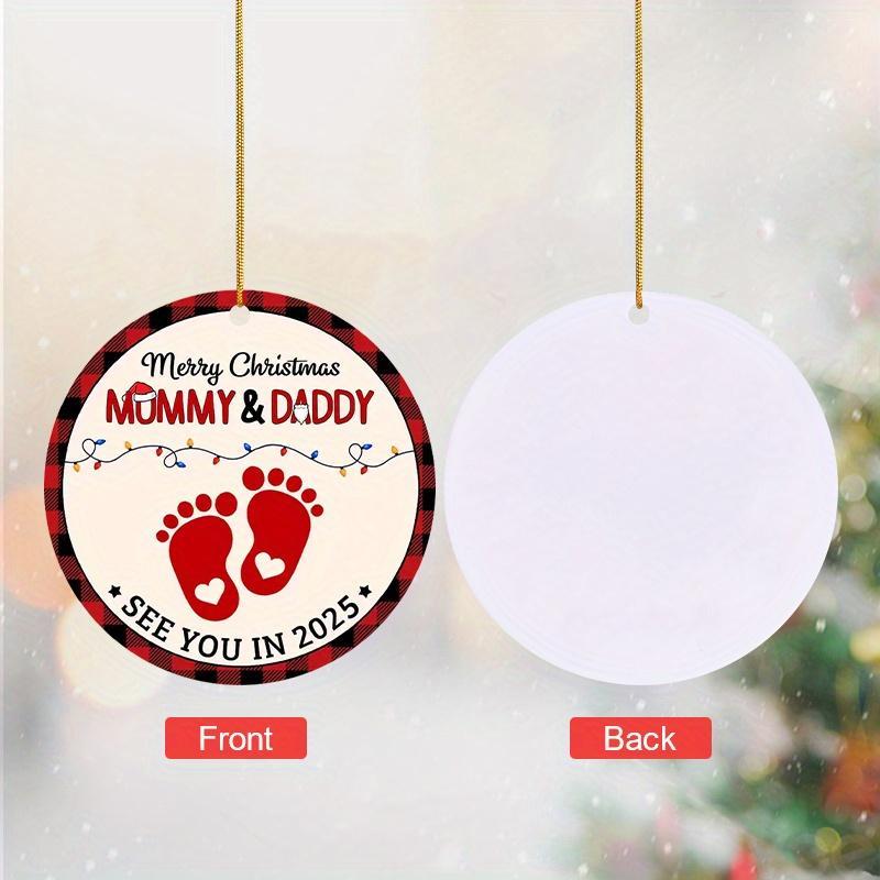 ''Merry Christmas Mommy & Daddy See You in 2025'' Letter Christmas Tree Decoration, Car Rearview Mirror Ornament, Gift for Expecting Parents, Christmas Ornament