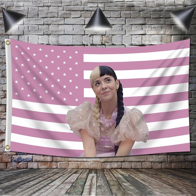 Melanie Martinez Flag Pattern Flag for Room Decor, 1 Count American Flag Pattern Wall Hanging Banner, Wall Decor for Home Living Room Bedroom Dormitory, Home Decor