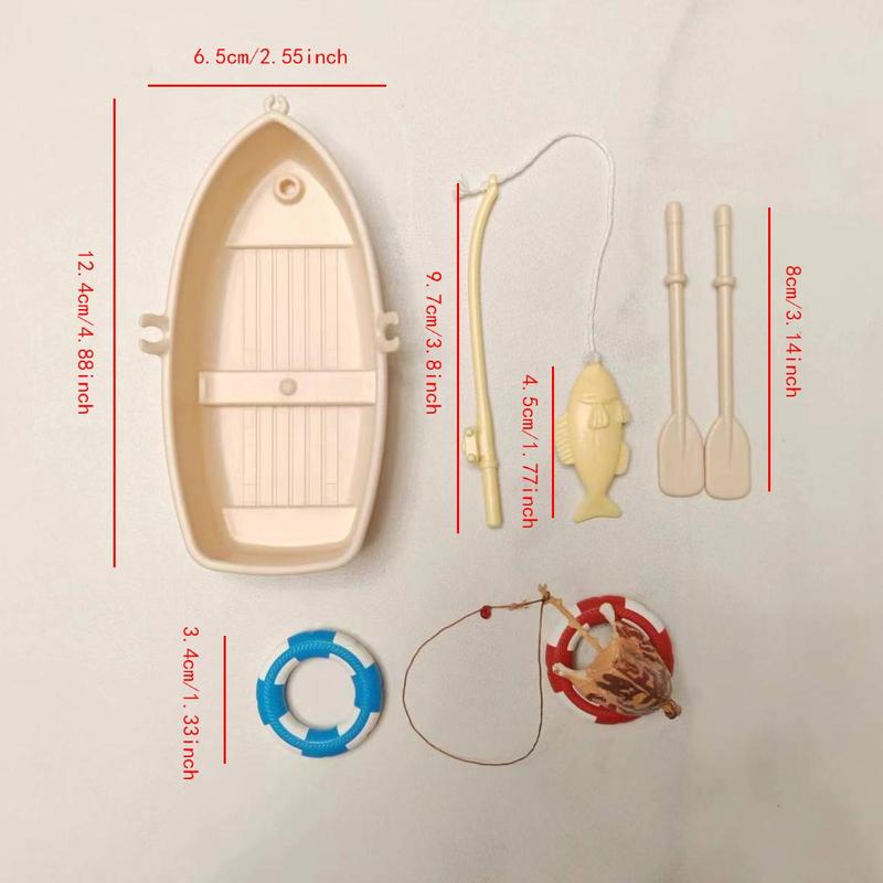 Mini Simulation Floating Boat, 1 Set Creative Fishing Boat Model, Micro Landscape Decoration Ornament for Home & Office & Fish Tank