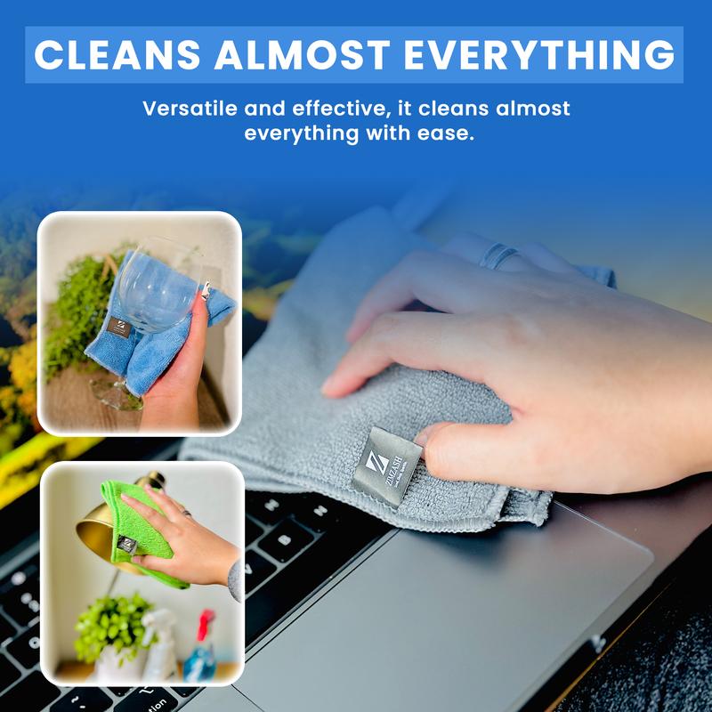 12 Pack Microfiber Cleaning Cloths - Reusable - All-Purpose - 12x12 Inches - Highly Absorbent