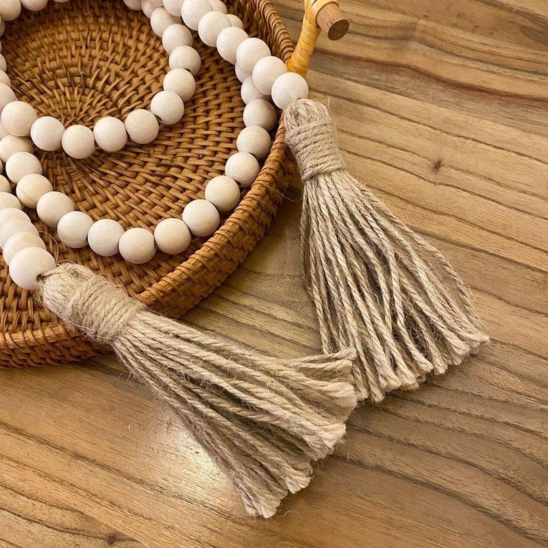 Wooden Bead with Tassel, 1 Count Bohemian Style Decoration for Table Desk & Door, Home Decor