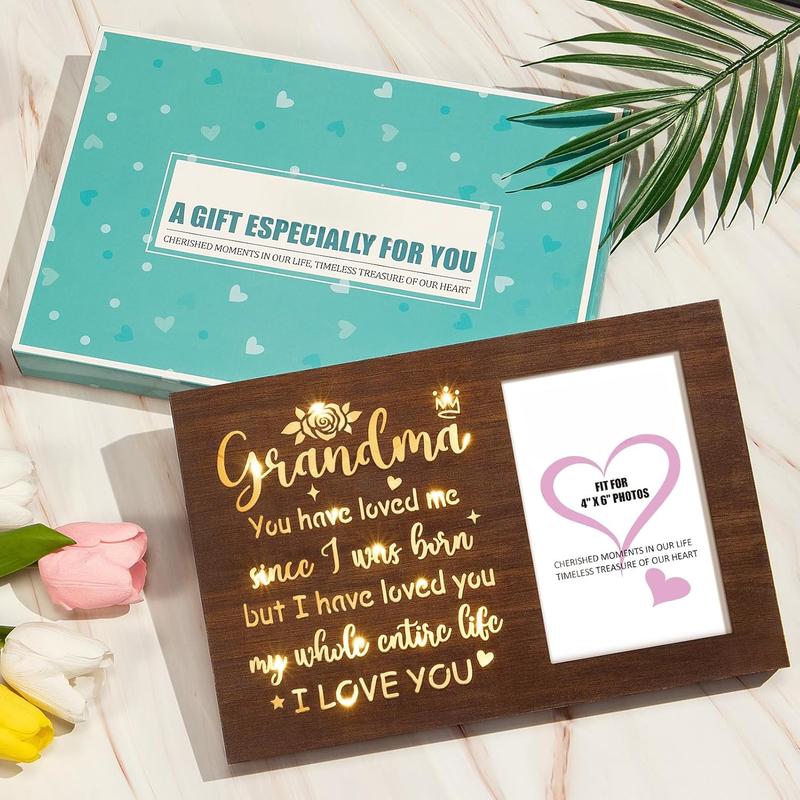 Grandma Gifts Christmas Gifts for Grandma Glowing Picture Frame with Light, Birthday Gifts for Grandma from Granddaughter Grandkids,  Gifts for Nana Grandmother Gigi  Grandma-4x6 Photo