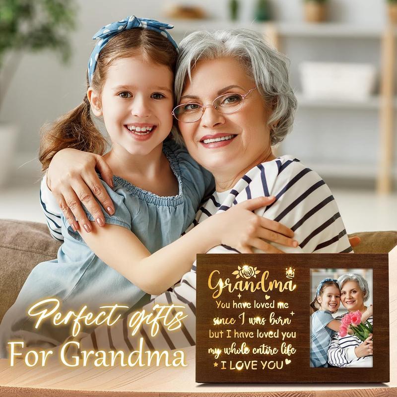 Grandma Gifts Christmas Gifts for Grandma Glowing Picture Frame with Light, Birthday Gifts for Grandma from Granddaughter Grandkids,  Gifts for Nana Grandmother Gigi  Grandma-4x6 Photo