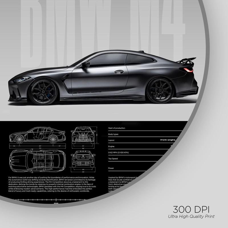 Ctc BMW M4 Competition Poster  No Frame| Physical Print | Hyper Car Poster | Super Car Print | Home Decor | Wall Decor