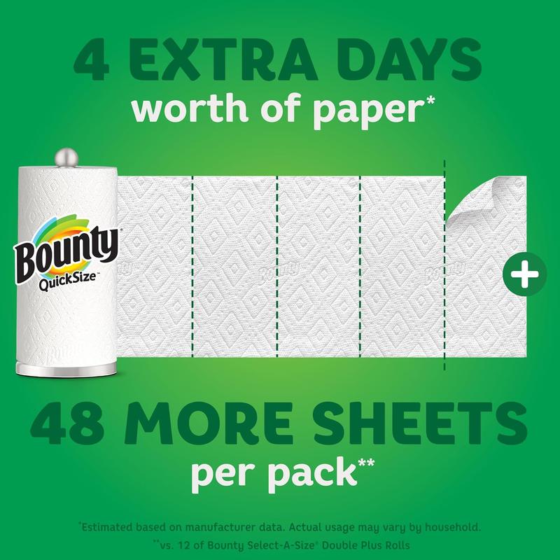 Bounty Quick-Size Ultra Absorbent Paper Towels, White, 12 Family Rolls (Equivalent to 30 Standard Rolls) toilet strong tissue Pack Cleaning