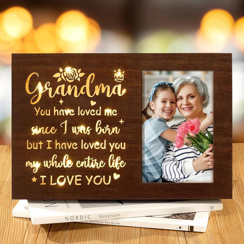 Grandma Gifts Christmas Gifts for Grandma Glowing Picture Frame with Light, Birthday Gifts for Grandma from Granddaughter Grandkids,  Gifts for Nana Grandmother Gigi  Grandma-4x6 Photo