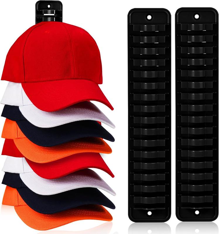 Hat Rack for Wall, 2 Packs Hat Organizer for Baseball Caps Adhesive Hat Hooks Hold Up to 32 hats, Hat Storage Display Hat Hanger Holder for Door Closet,  Pending