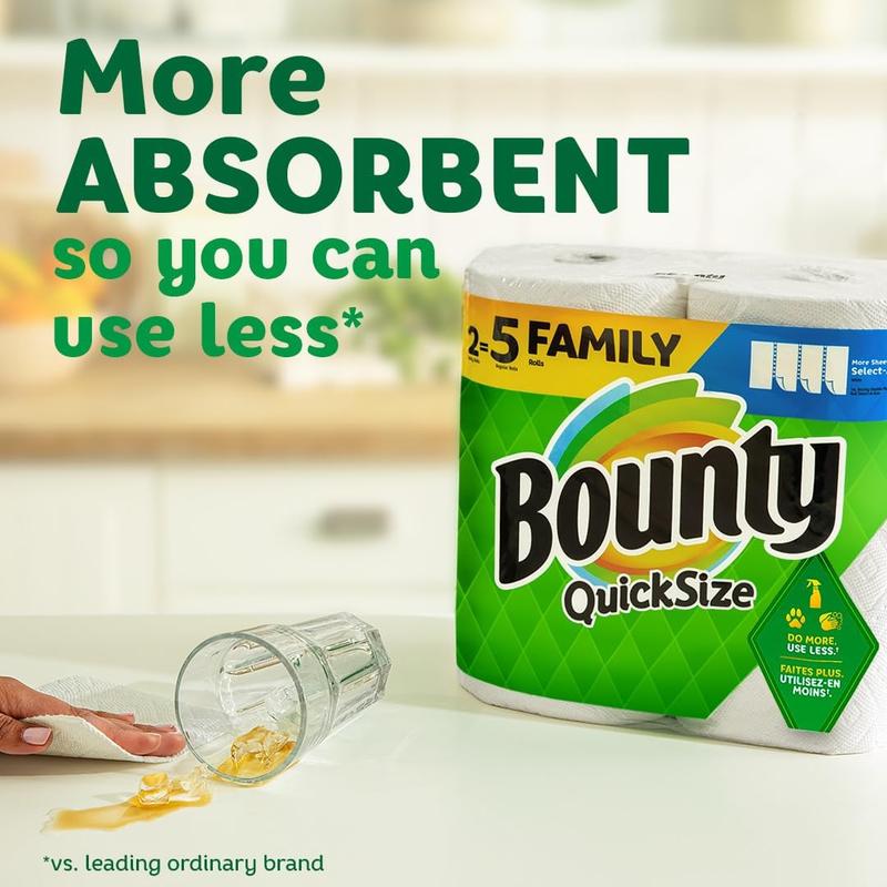 Bounty Quick-Size Ultra Absorbent Paper Towels, White, 12 Family Rolls (Equivalent to 30 Standard Rolls) toilet strong tissue Pack Cleaning