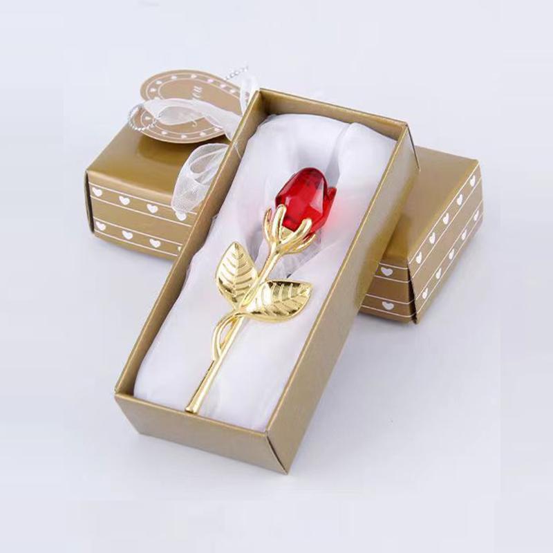 Artificial Crystal Rose Design with Gift Box, 1 Count Romantic Exquisite Creative Rose Ornament, Home Decor for Living Room Bedroom Dining Room School Office