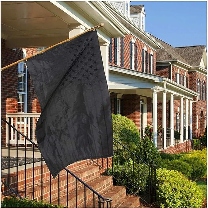 All Black American Flag, Multi purpose,9 Brass Grommets,Outdoor Indoor Standard Black USA Flag. Banners