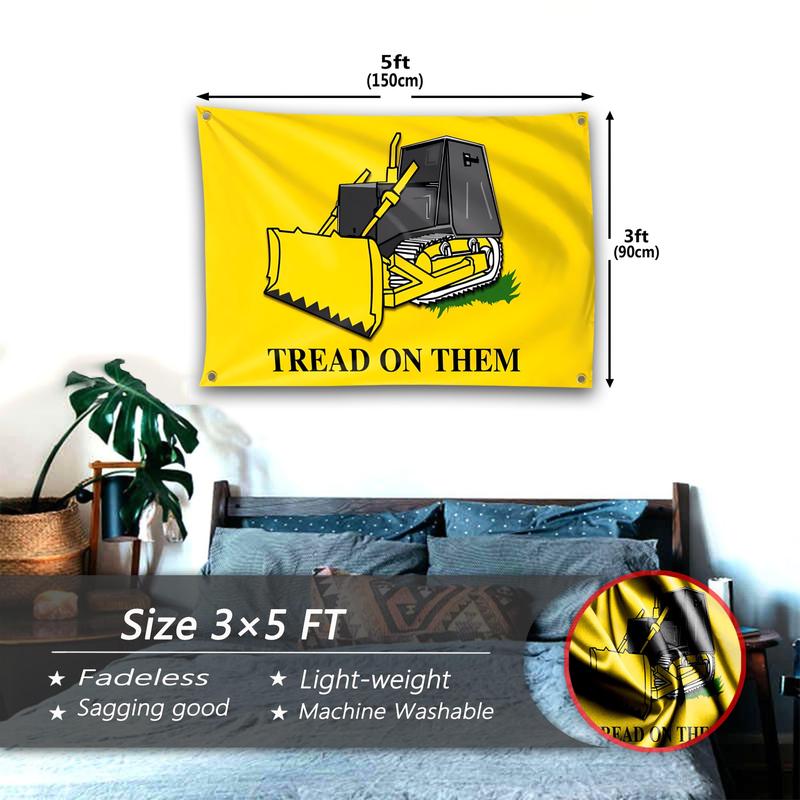 Tread On Them Flag 3x5 Ft Funny Man Cave Wall Banner for Room Teen Girls Indoor Outdoor Party Bedroom and College Dorm Wall Tapestry Gifts