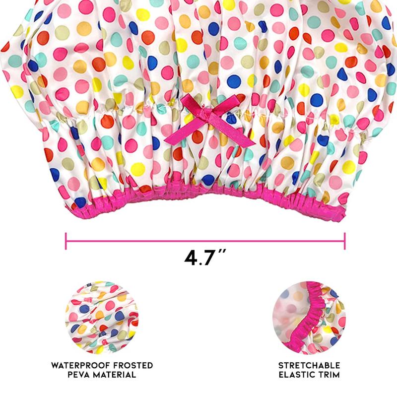 Reusable Shower Cap & Bath Cap & Lined,  Waterproof Shower Caps Large Designed for all Hair Lengths with PEVA Lining & Elastic Band Stretch Hem Hair Hat