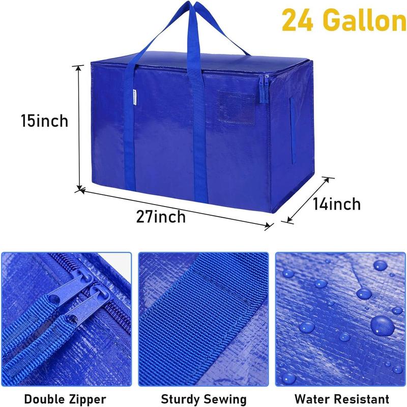 Extra Large Moving Bags with Zippers & Carrying Handles, Heavy-Duty Storage Tote for Space Saving Moving Storage Organiser