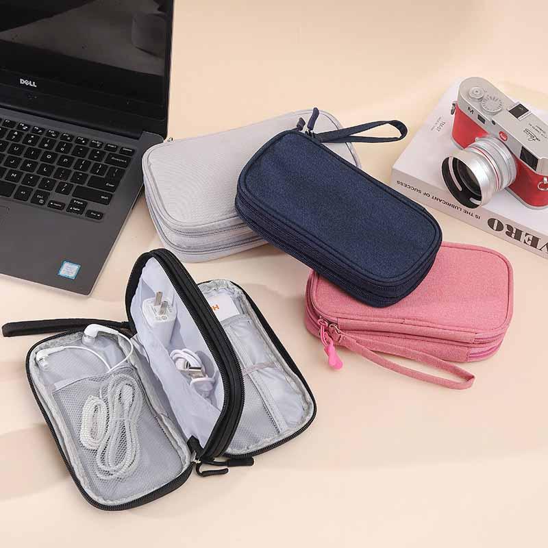 Electronic Accessories Organizer, 1 Count Multi-layer Data Cable Storage Bag, Dustproof Headphone Cable Storage Bag, Portable Travel Data Cable Organizer