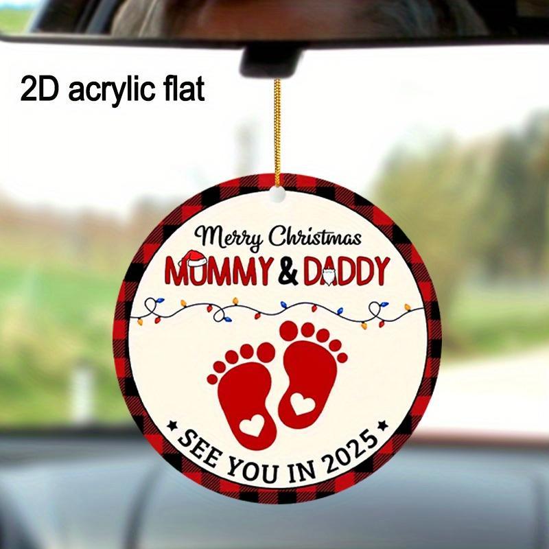 ''Merry Christmas Mommy & Daddy See You in 2025'' Letter Christmas Tree Decoration, Car Rearview Mirror Ornament, Gift for Expecting Parents, Christmas Ornament