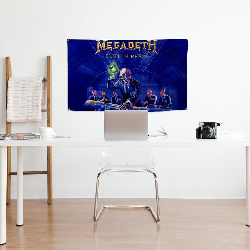 Megadeth Rust in Peace Poster Funny Flag Music Tapestry Aesthetic Decorative Durable Man Cave Wall tapestry Suitable For Indoor And Outdoor Decorate for College Dorm Room ,Outdoor,Parties gifts,