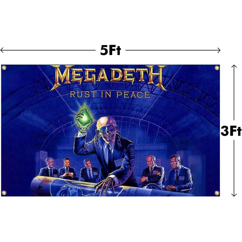 Megadeth Rust in Peace Poster Funny Flag Music Tapestry Aesthetic Decorative Durable Man Cave Wall tapestry Suitable For Indoor And Outdoor Decorate for College Dorm Room ,Outdoor,Parties gifts,