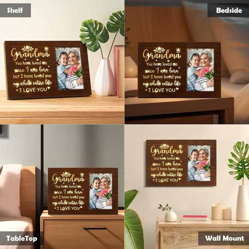 Grandma Gifts Christmas Gifts for Grandma Glowing Picture Frame with Light, Birthday Gifts for Grandma from Granddaughter Grandkids,  Gifts for Nana Grandmother Gigi  Grandma-4x6 Photo