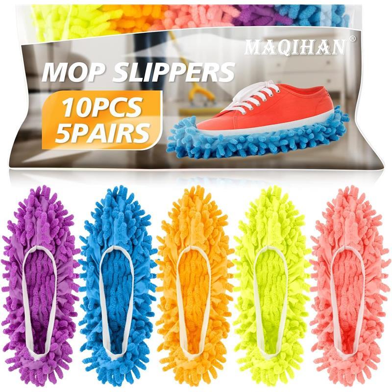 10 Mop Slippers for Floor Cleaning - Size 8 Mop Socks Women Mopping Cleaning Socks Feet Foot Mopping Dusting Slippers Dust Mopping Shoes shoe cover