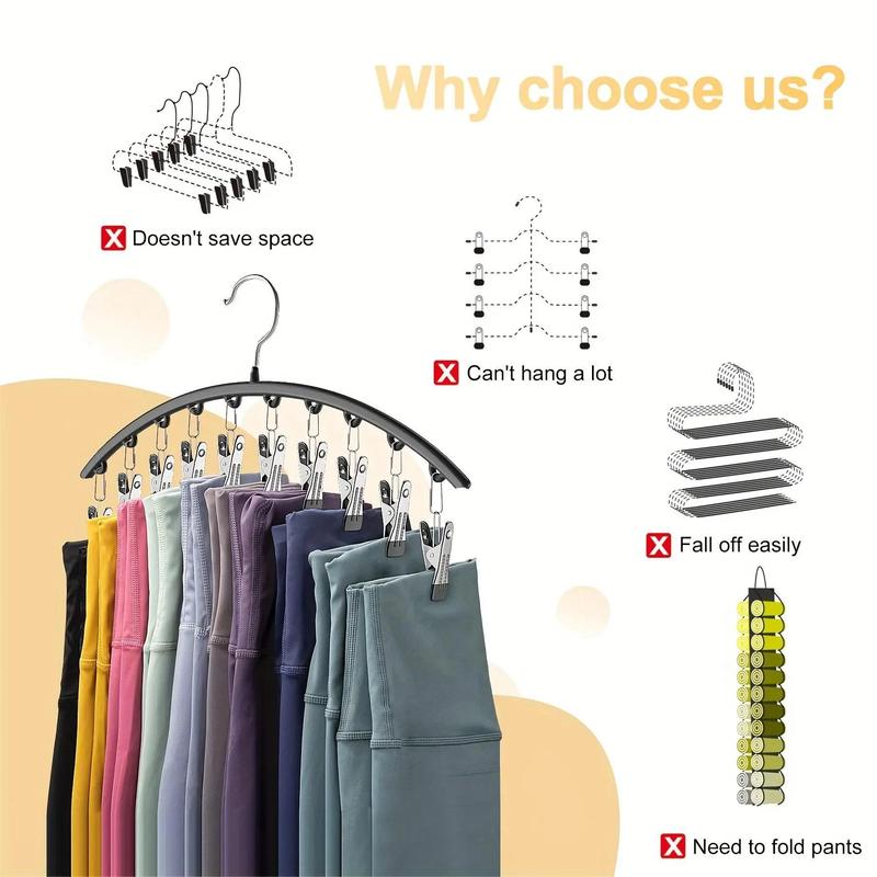 Stainless Steel Hanger with 15 Clips, 8 Counts Space Saving Hanger, Multifunctional Home Storage Rack for Bedroom Wardrobe