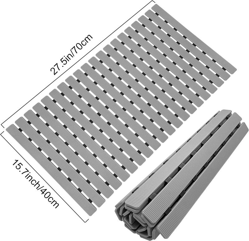 Bath Tub Shower Mat Non Slip Bathtub Mats for Bathroom Shower Floor Mat Bath Mats for Shower Tub Anti Slip Shower Mat with Drain Hole and Large Suction Cups (Grey, 27.5 X 15.7 Inch)