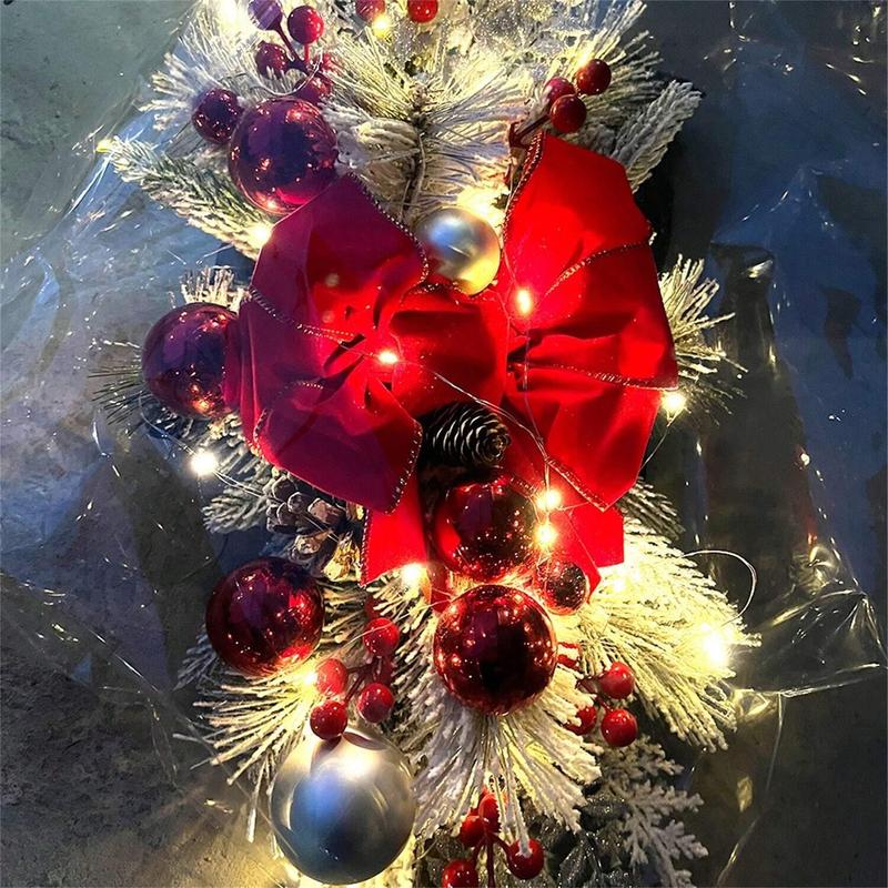 Light Up Christmas Swag Wreath, Cordless Prelit Stairway Swag Trim, Hanging Stair Teardrop Swag Garlands, for Front Door Holiday Outdoor Decor