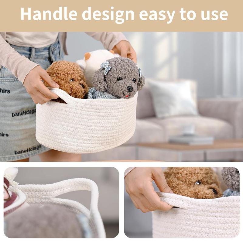 Container for Gifts Empty, Decorative Organizer Bins Box for Pet Dog Toys Baby Essentials Snack Diaper Towel Cute Woven Storage Basket with Handle,