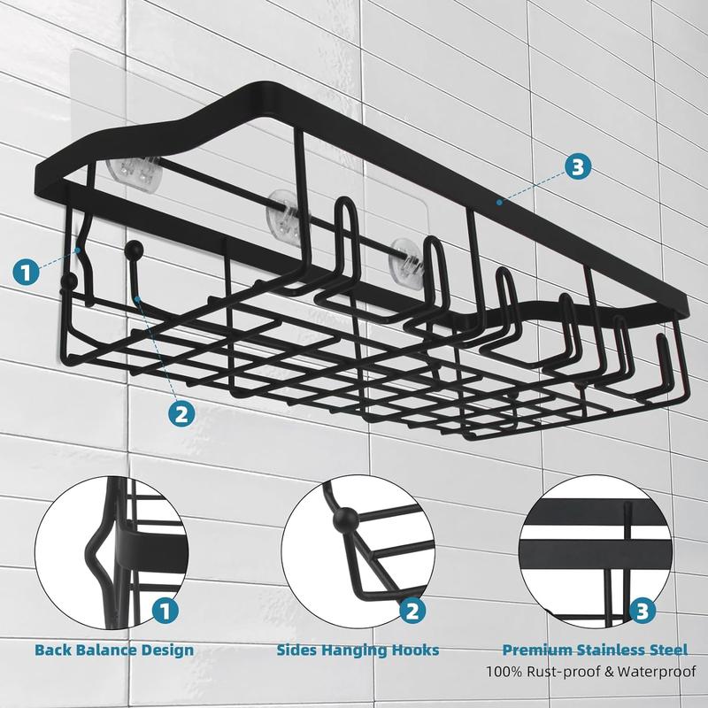 Large Capacity Stainless Steel Shower Caddy 7 Pack Adhesive Shelf Organizers for Bathroom Kitchen Storage